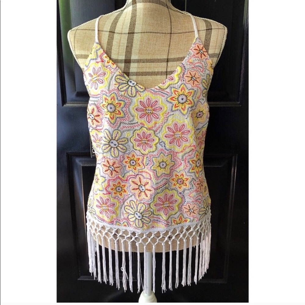 XOXO Fringe Embroidery tank top New with Tags